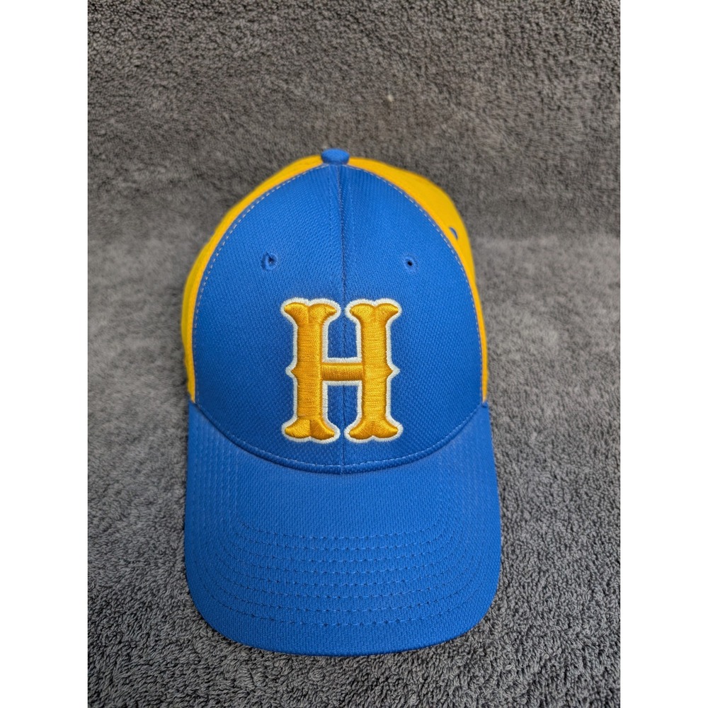 Pacific Headwear A-Flex Blue Yellow H Mustang Hat S/M